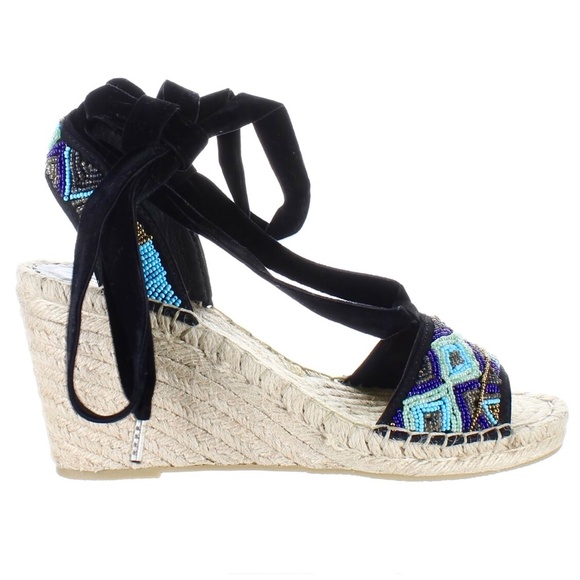 Ash Paola Blue Black Espadrilles Wedge Heel Platform Sandals Ankle Strap Pumps 8 - Picture 8 of 10